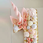 Number 1 Macarons Artificial Flowers Chocolate Cake