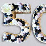 Number 50 Macarons Blueberries Chocolate Cake