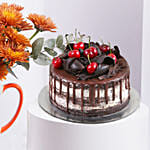 Orange Chrysanthemums Birthday Mug With Cake