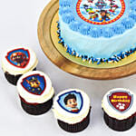 Paw Petrol Vanilla Cake and Chocolate Cupcakes For Birthday