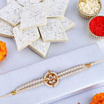 Pearl Kundan Designer Rakhi Kaju Katli