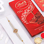 Pearl Kundan Designer Rakhi With 1 Lindt Chocolate