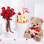 كومبو الحب | بوكيه ورد مع كيكة و دبدوب