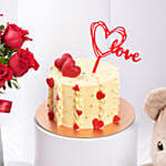 كومبو الحب | بوكيه ورد مع كيكة و دبدوب