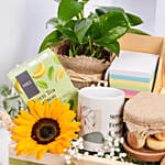 بوكس هدايا بنات لون وردي مع شاي وشمعة وورد صناعية