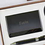 طقم هدايا مخصص | حافظة بطاقات وقلم وميدالي