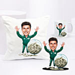 Personalised Caricature Style Green Tracksuit No 456 Gift Set