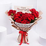 بوكيه ورد احمر لعيد الزواج مخصص بالاسماء