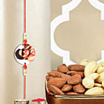 Personalized Pretty Rakhi With Almonds and Cashew