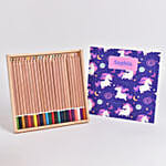 علبة ألوان تصميم يونيكورن 24 قلم مخصصة بالاسم