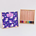 علبة ألوان تصميم يونيكورن 24 قلم مخصصة بالاسم