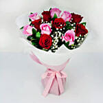 Pink and Red Roses Bouquet Premium
