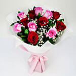 Pink and Red Roses Bouquet Premium