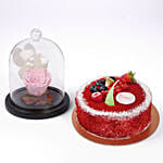 Pink Forever Rose with Red Velvet Cake