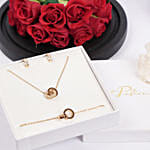 Police Unity Gold Plated Crystals Interlockrings Jewel Gift Set
