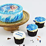 Princess Elsa Birthday Chocolate  Cake with Cupcakes