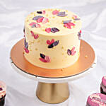 Purple & Pink Petals Chocolate Cake with Cupcakes