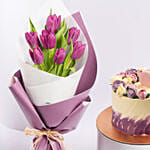 Purple Tulip Bouquet With Macaron Chocolate Delight