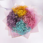 باقة ورد جيبسوفيلا ملونة ف يغلاف بني وببيونة