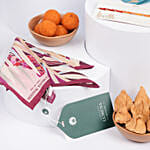 Rakhi Ladoo Samosa and Silk Pocket Square