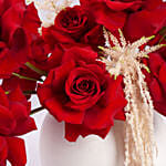 Red Rose Flower Arrangement in White Ceramic Vase