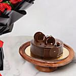 Red Roses & Fudge Cake