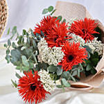 Red Spider Gerberas & Rice Flowers with Chocolates
