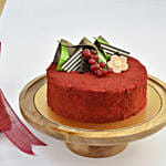 Red Velvet Cake and Bunch of 6 Red Roses