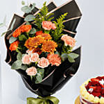 Red Velvet Cake with Fresh Fruit n Flowers