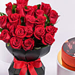 Red Velvet Whispers Of Roses With Photo Cake