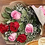 Rose Bouquet  and Butterscotch Cake For Teacher