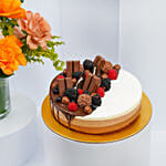 كيك متعة الشوكولا و باقة ورد