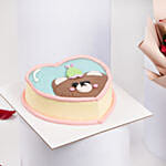 كومبو كيك شوكولاته شكل قلب وباقة ورد جوري أحمر في غلاف بيج