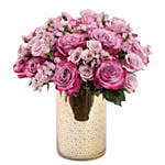 Roses Charm in Golden Vase
