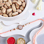 Rosy American Diamond Rakhi N Pistachio Combo