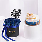 صندوق أزهار ملكي للأب مع كيك