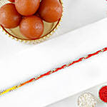 Sacred Bead Work Mauli Rakhi With Gulab Jamun