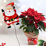 Santa Balloon and Poinsettia Plant
