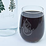 مجموعة قارورة ماء زجاج وكوبين مطبوعين للكريسمس