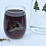 مجموعة قارورة ماء زجاج وكوبين مطبوعين للكريسمس