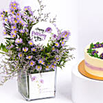 September Birthday Wishes Aster Flowers With Cake