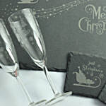 Sleighin Santa Slate Board Set With Glasses