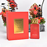 باقة ورود توليب أحمر في بوكس مع علبة عطر