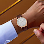 بوكس ورد ابيض و ساعة تيتان رجالية