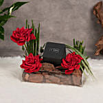 ساعة راغا تيتان نسائية مع باقة ورد احمر