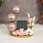 هدايا نسائية | باقة ورد مع ساعة تيتان قرص اسود