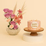 كومبو كيكة ميلاد مع باقة ورود توليب