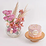 كومبو كيكة ميلاد مع باقة ورود توليب