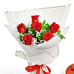 Valentine 6 Roses Bouquet With Cake