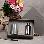 مجموعة معطرة من والاس مع باقة ورد أبدي في فازة فاخرة